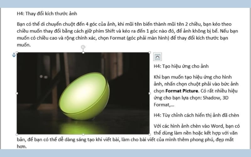 Điều chỉnh cách ảnh hiển thị trong văn bản