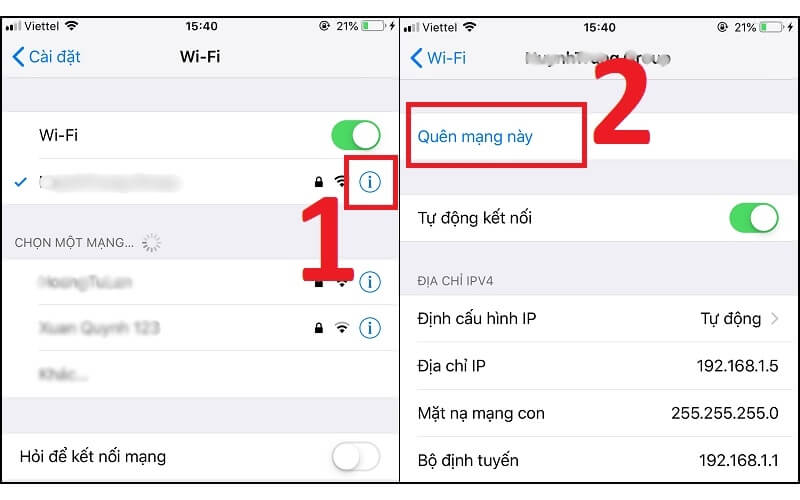 điện thoại không kết nối được wifi