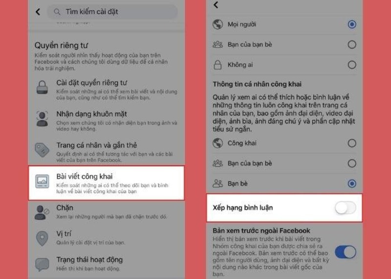 hướng dẫn chi tiết cách bật xếp hạng bình luận trên Facebook di động