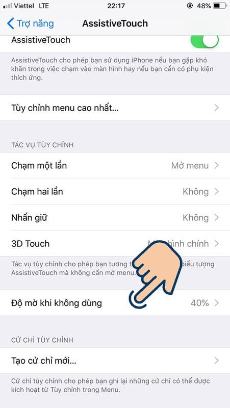 Hướng dẫn điều chỉnh độ mờ của nút home ảo 1