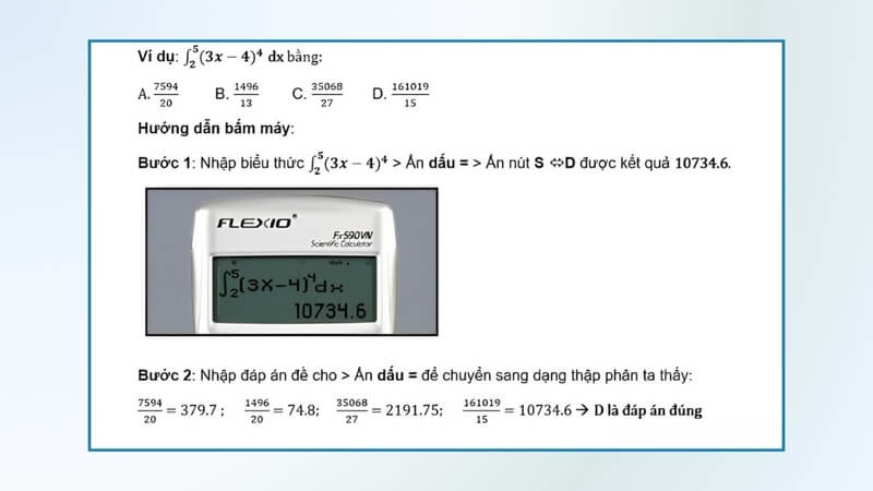 Cách tính tích phân bằng máy tính Casio
