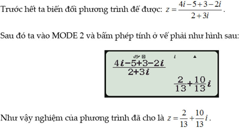 Hướng dẫn bấm số phức để giải phương trình bậc nhất 