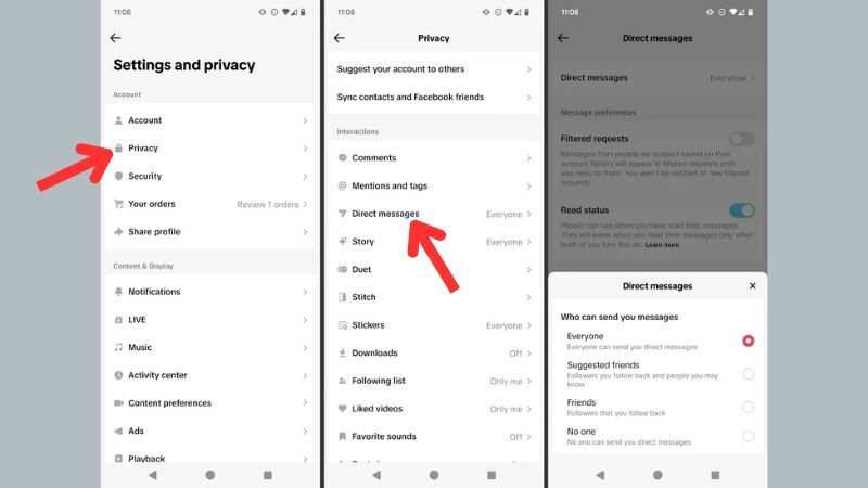 Cách bật tính năng nhắn tin trên TikTok 2