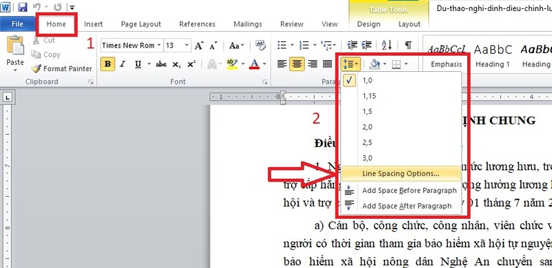 Tùy chỉnh giãn dòng theo ý muốn
