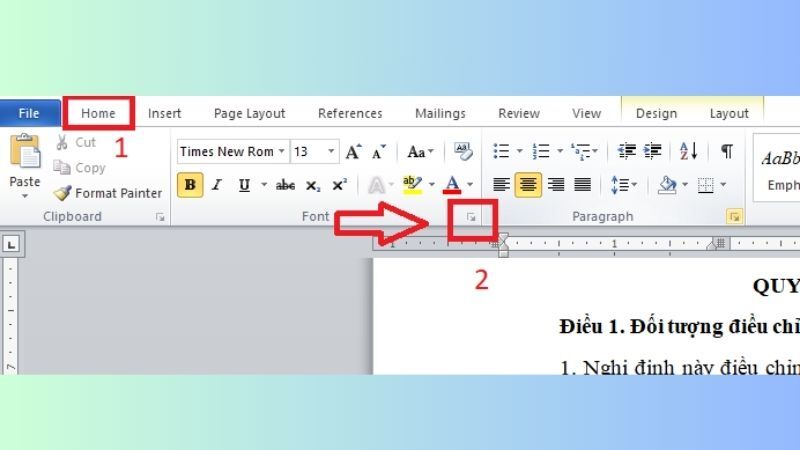 Mở cửa sổ Paragraph trực tiếp
