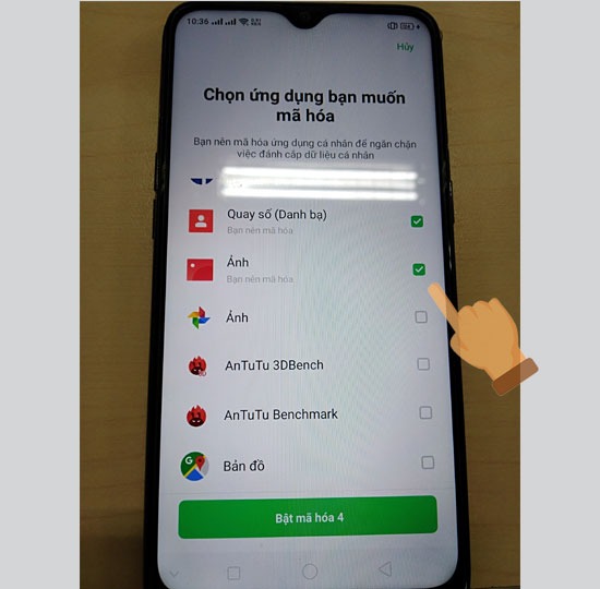 Bước 3: Nhấn vào Khoá ứng dụng.