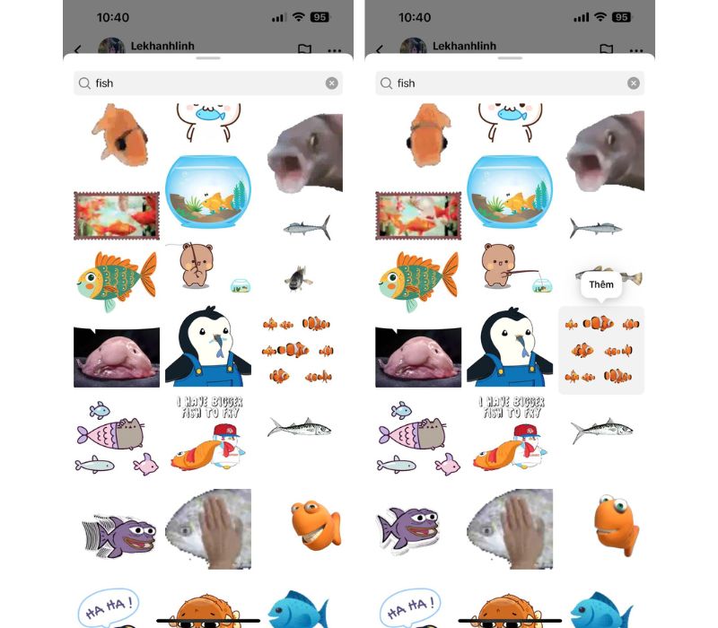 cách lấy sticker con cá