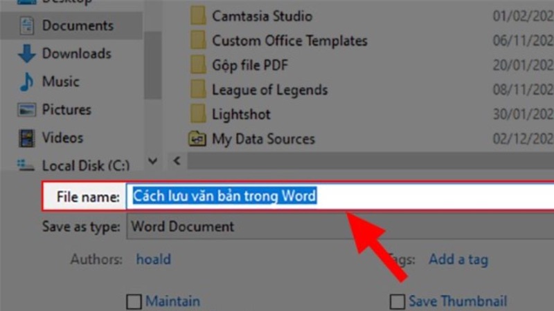 Cách lưu file Word bằng phím tắt Ctrl S