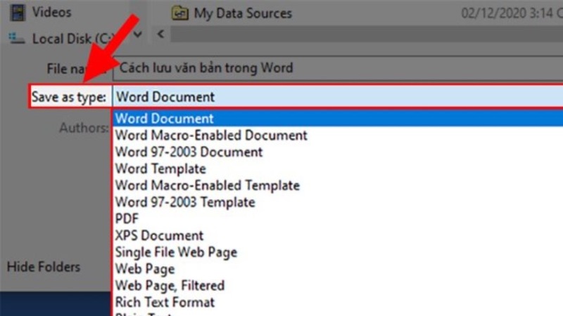 Cách lưu file Word bằng Save
