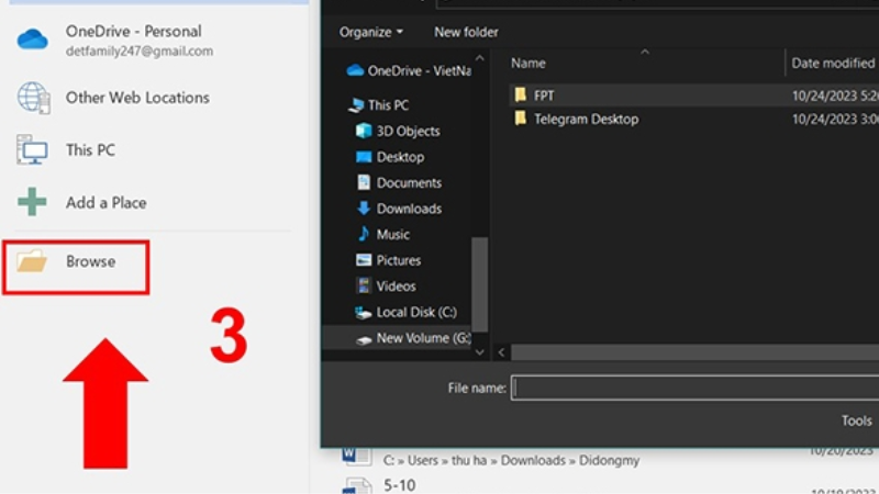 Cách mở file Word đã lưu bằng File