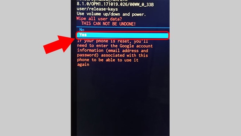 Hard Reset bằng phím cứng