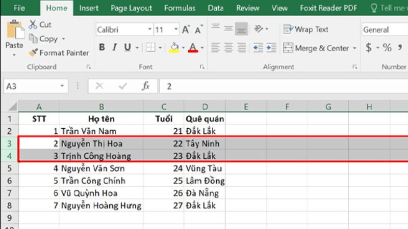 Thêm cột/hàng mới