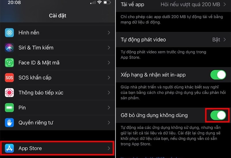 Sử dụng tính năng "Gỡ bỏ app không sử dụng"