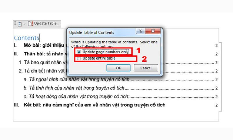 cách làm mục lục trong Word