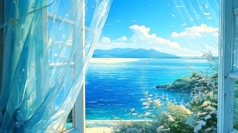 Hình nền biển màu xanh cho máy tính