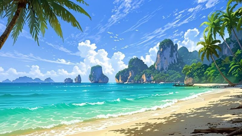 Hình nền biển màu xanh cho máy tính