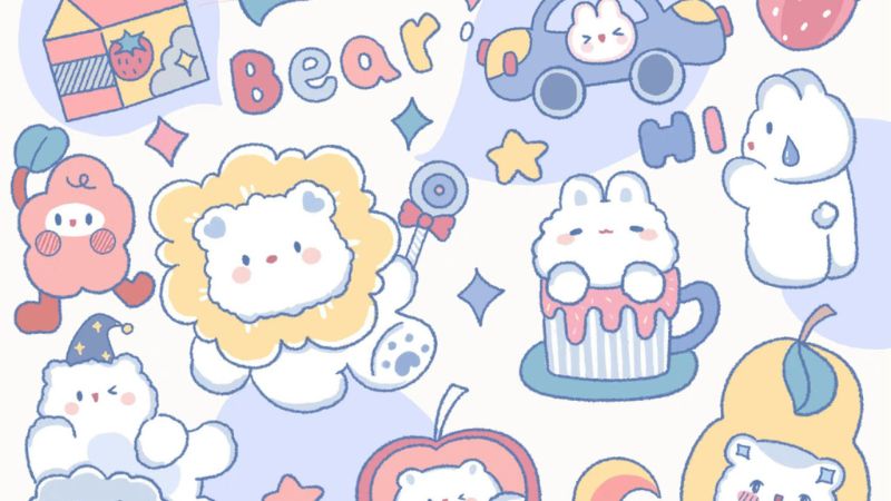 Hình nền iPad siêu cute với hoạ tiết gấu