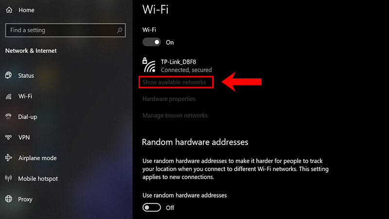 Bật WiFi trên máy tính bàn qua mục Cài đặt 2