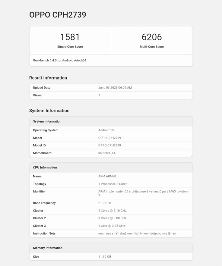 Oppo Reno 14 Pro xuất hiện trên Geekbench