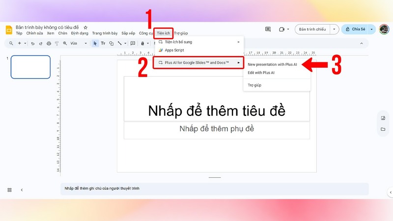 tạo slide thuyết trình bằng Plus AI