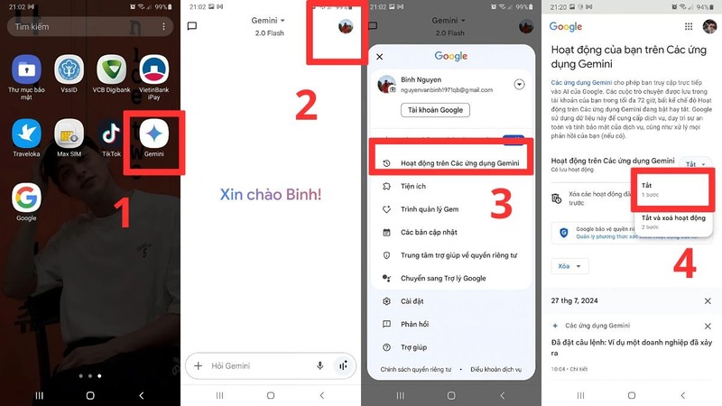 Cách tắt chế độ hoạt động của Gemini trên các ứng dụng Android