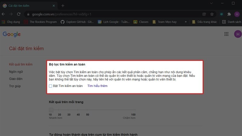 Cách tắt Safe Search trên Google bằng máy tính 3