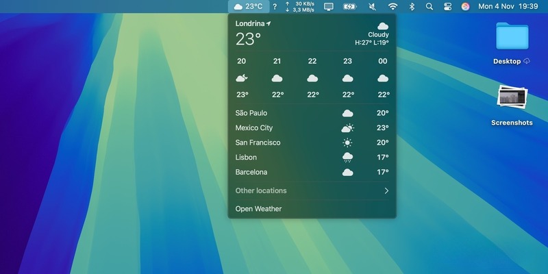 thanh menu trên ipados 26