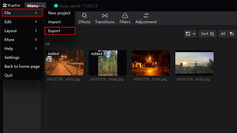 Nhấn “Export” để xuất video