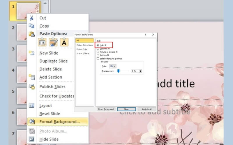 cách chèn ảnh vào PowerPoint làm nền