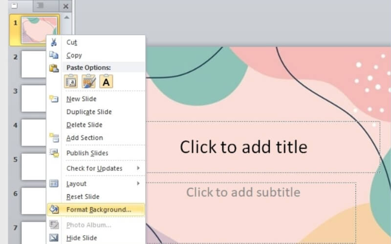 Tùy chỉnh để ảnh nền PowerPoint hiện một phần