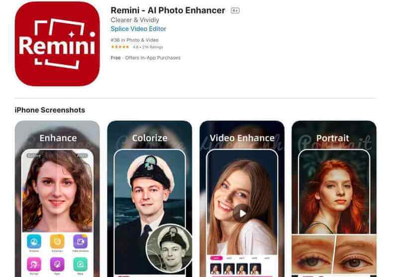 App chỉnh ảnh chất lượng Remini