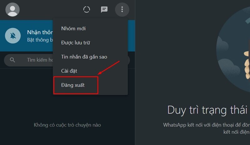 cách đăng xuất WhatsApp