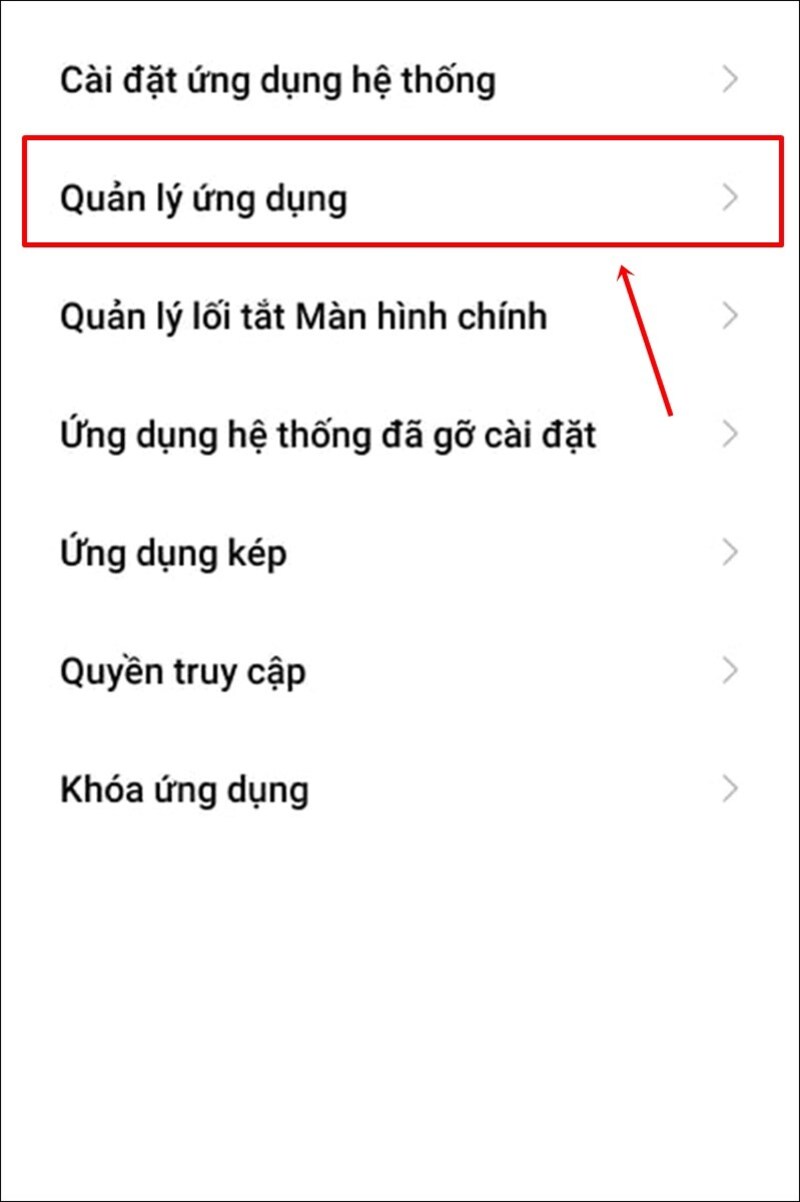 Chọn Quản lý ứng dụng