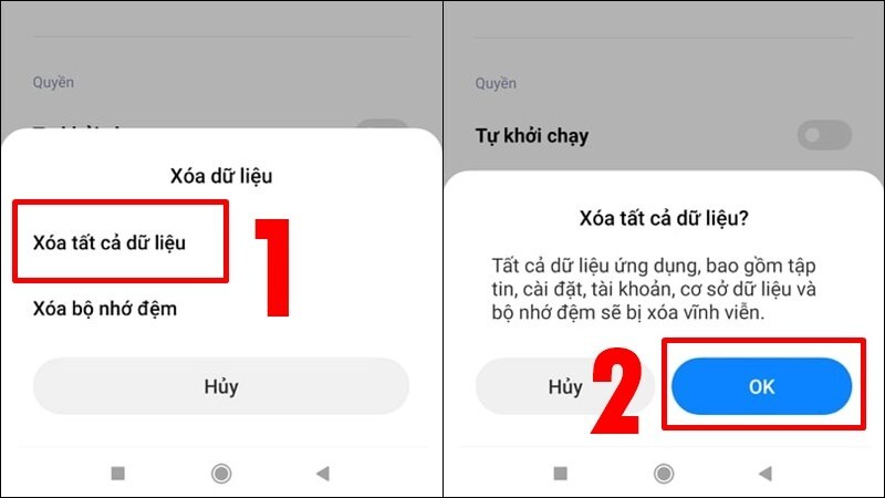 Xác nhận Xóa tất cả dữ liệu