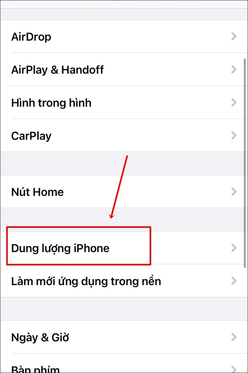 Chọn Dung lượng iPhone