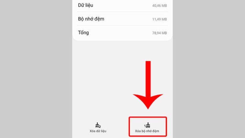 Bấm nút Xóa bộ nhớ đệm