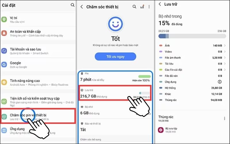  Cách giải phóng dung lượng Samsung 