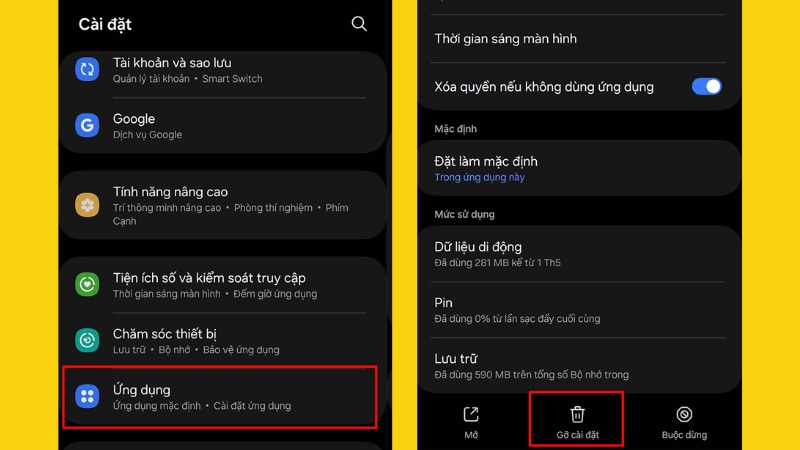 Gỡ bỏ ứng dụng không cần thiết là cách làm điện thoại Samsung chạy nhanh hơn