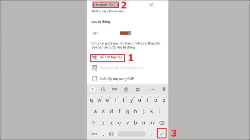 Chọn biểu tượng dấu tick để lưu