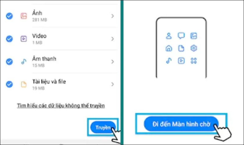 Hoàn tất quá trình chuyển