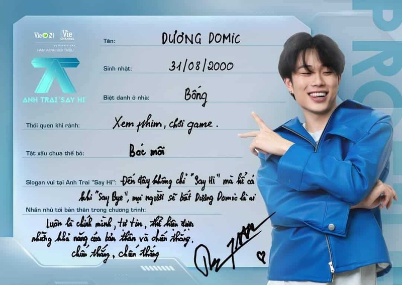 Ca sĩ Dương Domic tại chương trình Anh Trai Say Hi