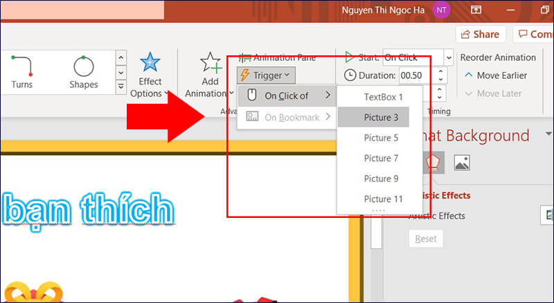 Tạo trò chơi hộp quà may mắn trên Powerpoint bước ba 4