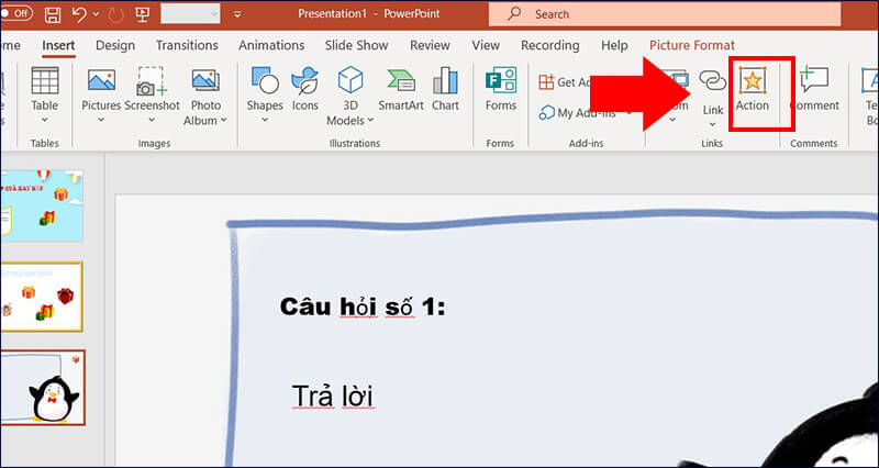Tạo trò chơi hộp quà may mắn trên Powerpoint bước hai 6