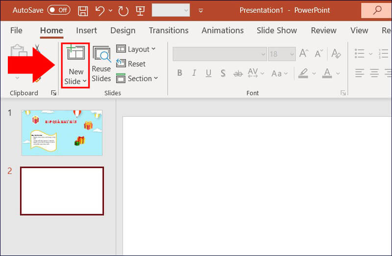 Tạo trò chơi hộp quà may mắn trên Powerpoint bước một 2