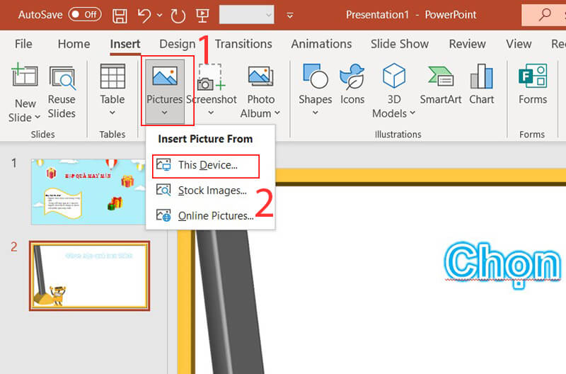Tạo trò chơi hộp quà may mắn trên Powerpoint bước một 4