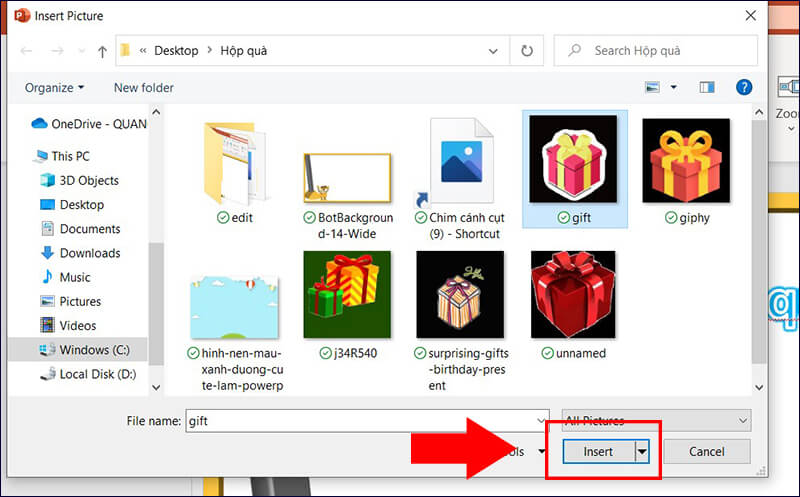 Tạo trò chơi hộp quà may mắn trên Powerpoint bước một 5