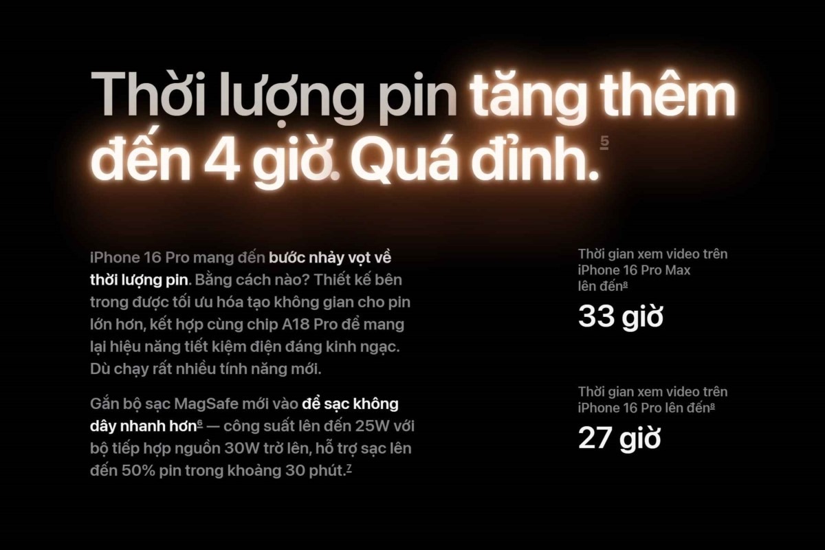 Thời lượng pin iPhone 16 Pro Max thực tế