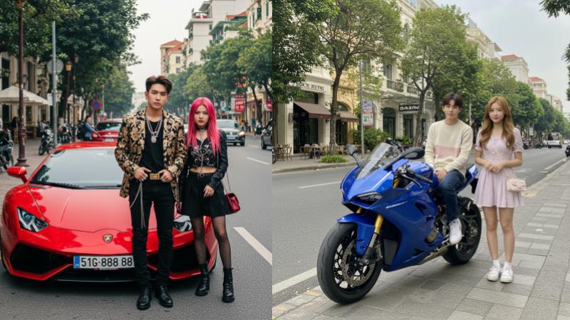 tạo ảnh trước siêu xe bằng AI
