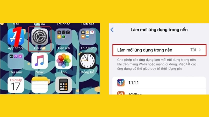 Tối ưu tuổi thọ pin iPhone bằng tắt làm mới ứng dụng trong nền