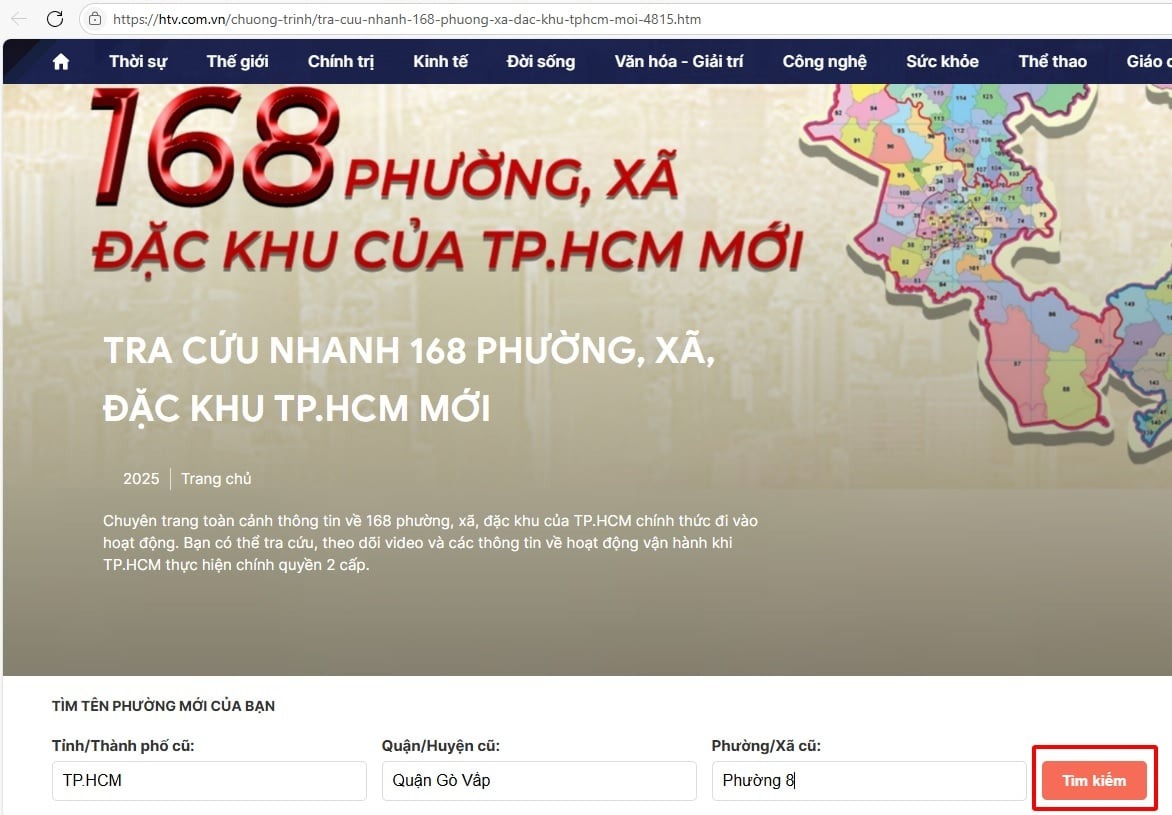 tra cứu địa chỉ mới sau sáp nhập